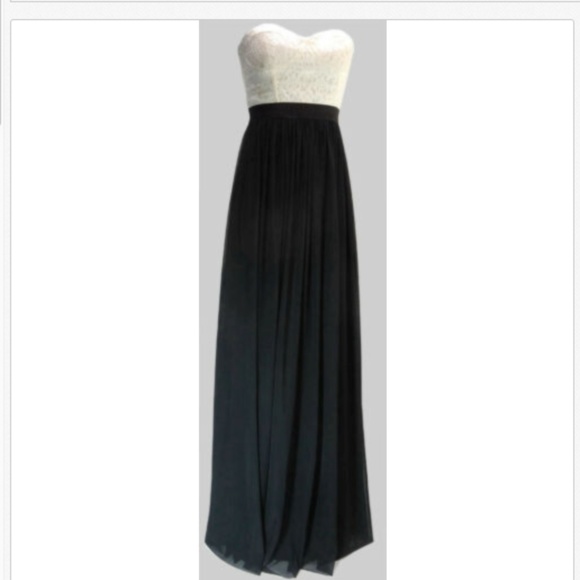 Danity Sleeveless Strapless Maxi Dress Black White - Picture 1 of 8